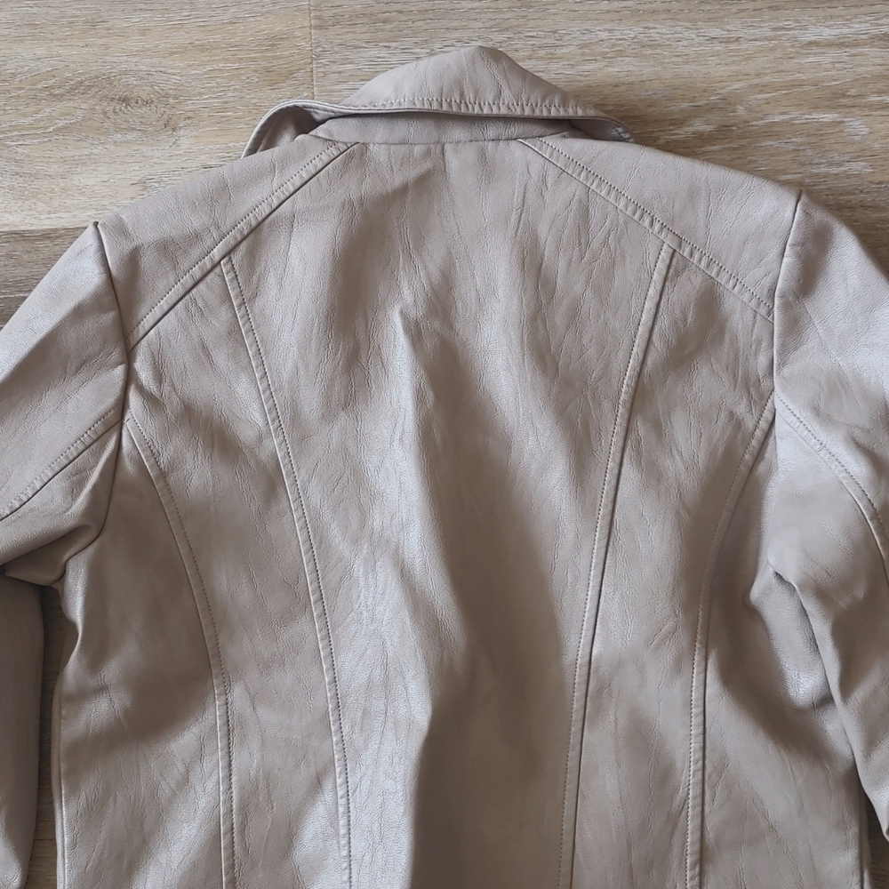 Bernardo Women's Faux Leather Moto Jacket Tan Size M - Picture 6 of 9
